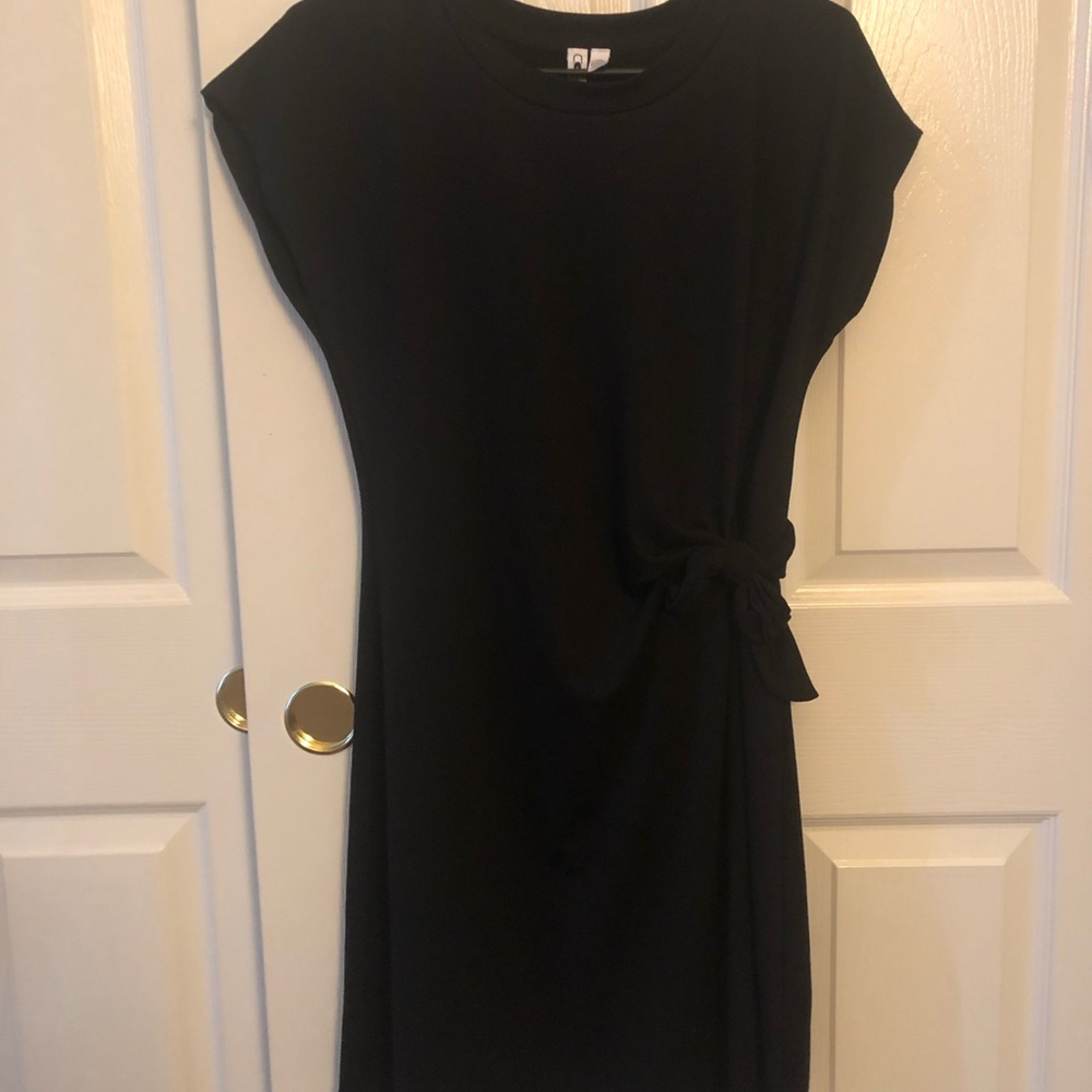Casual black dress waist tie